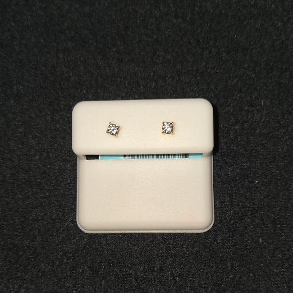 Jewelry - Gold Stud Earrings with Clear Stones
